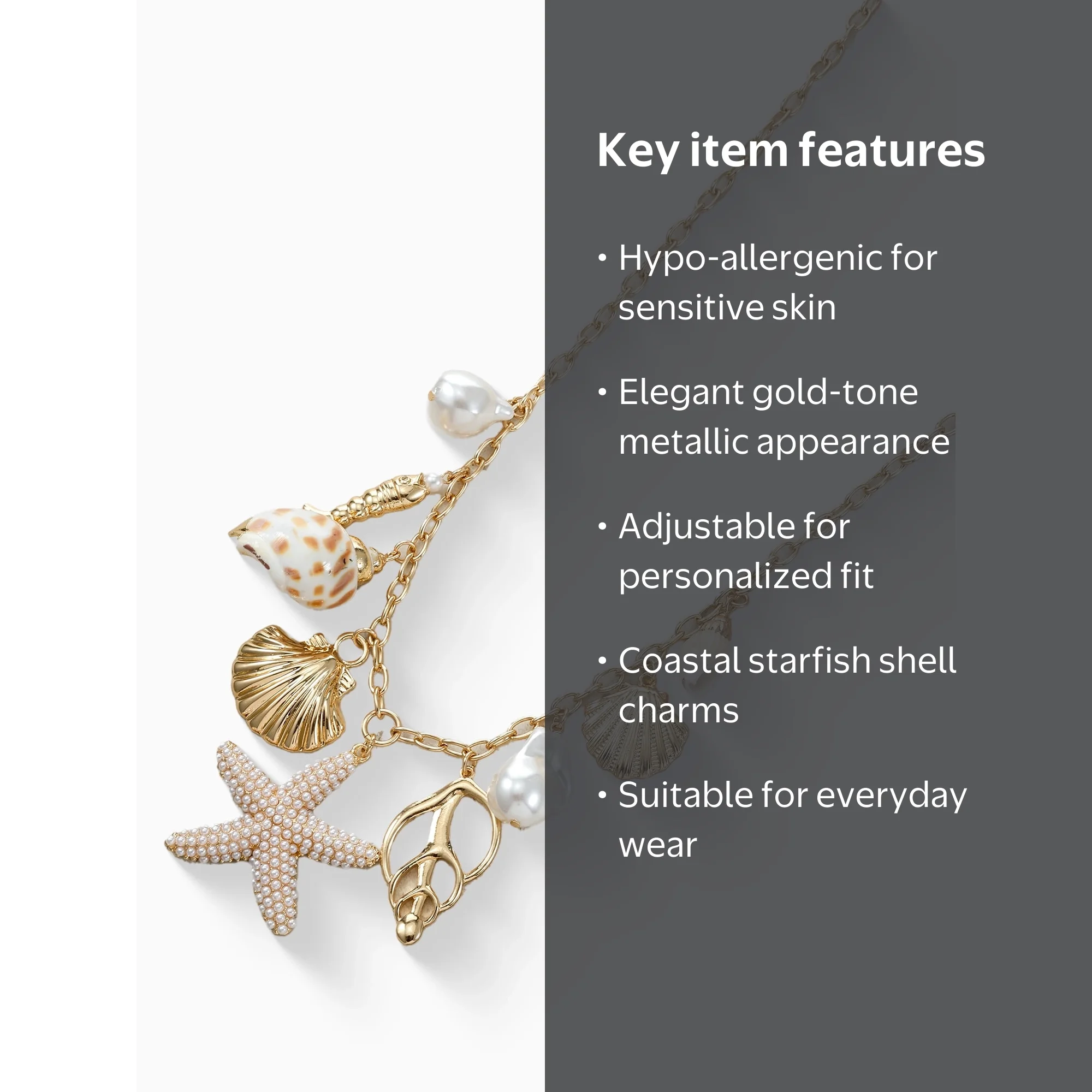 サマータイムレンダ USHIO's SHELL CHARM ネックレス チャーム Time and Tru Starfish & Shell Charm Necklace - Walmart.com