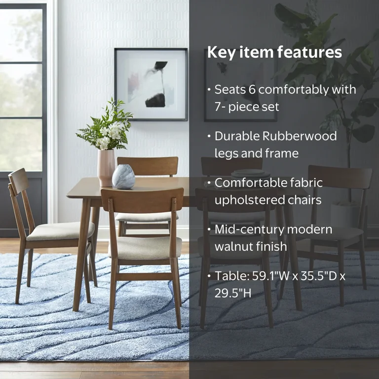 TMS Newington 6-Piece Indoor Dining Set, Includes Table and Chairs