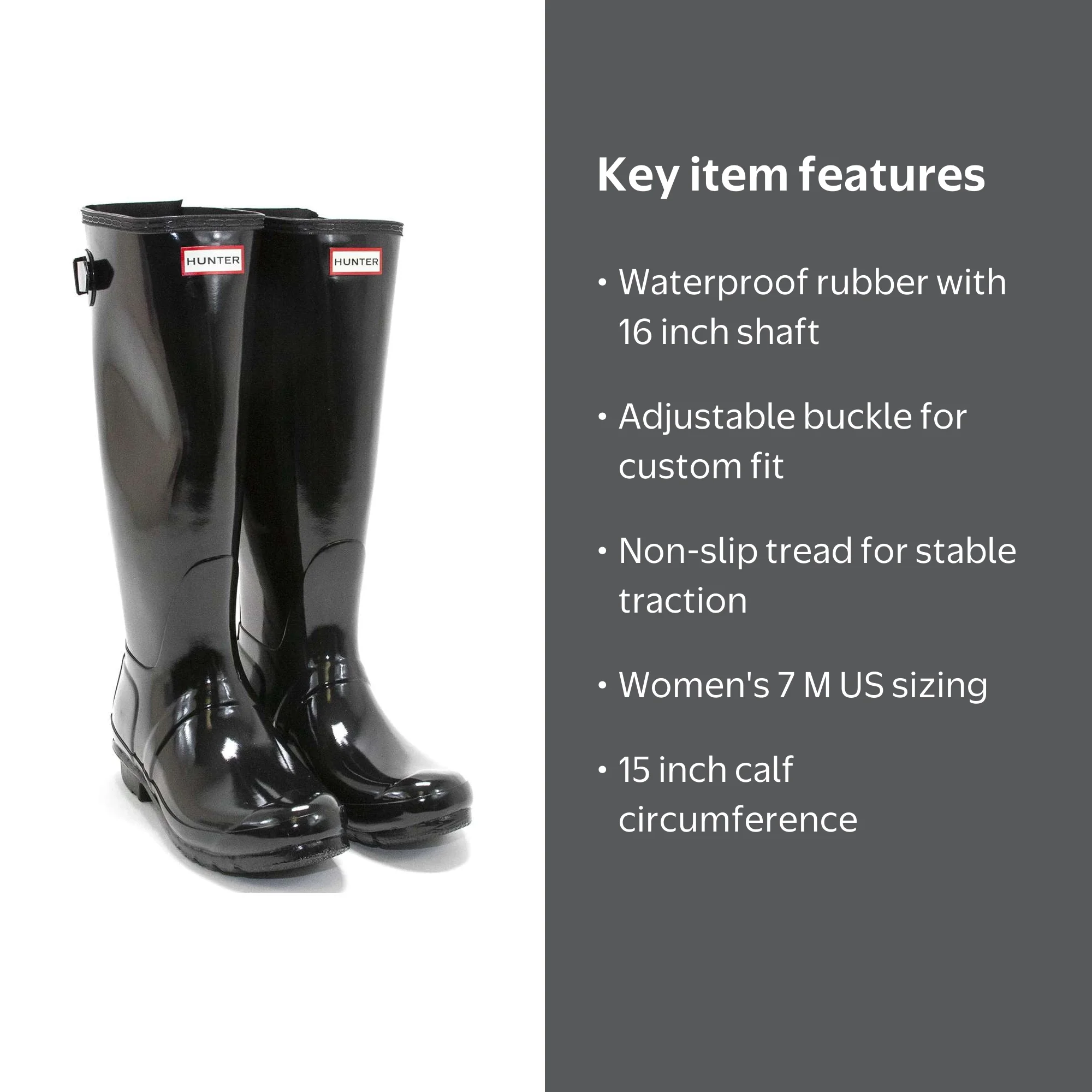 Hunter Women's Original Tall Adjustable Gloss Rain Boots