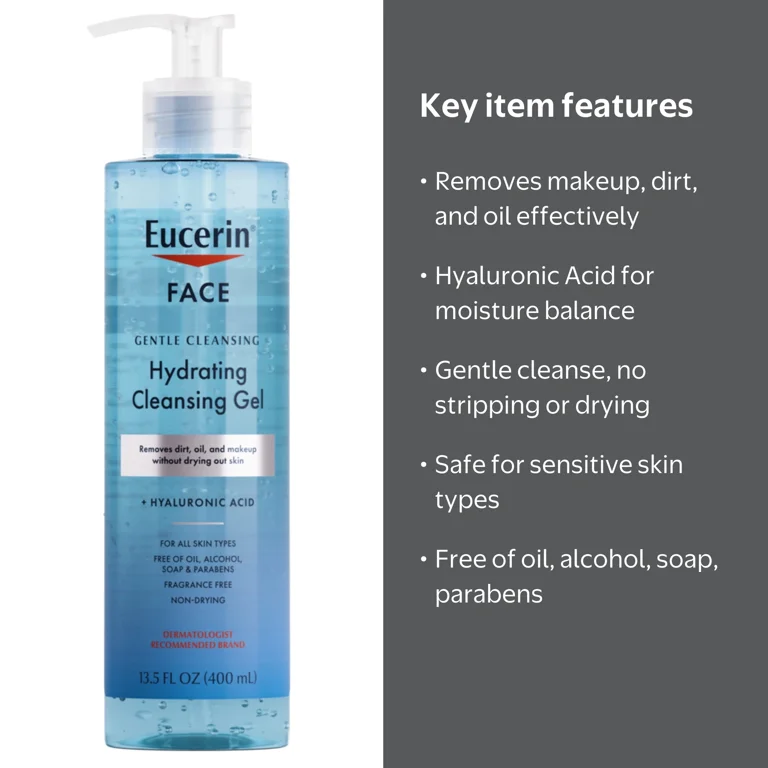 Eucerin Face Hydrating Cleansing Gel Facial Cleanser with