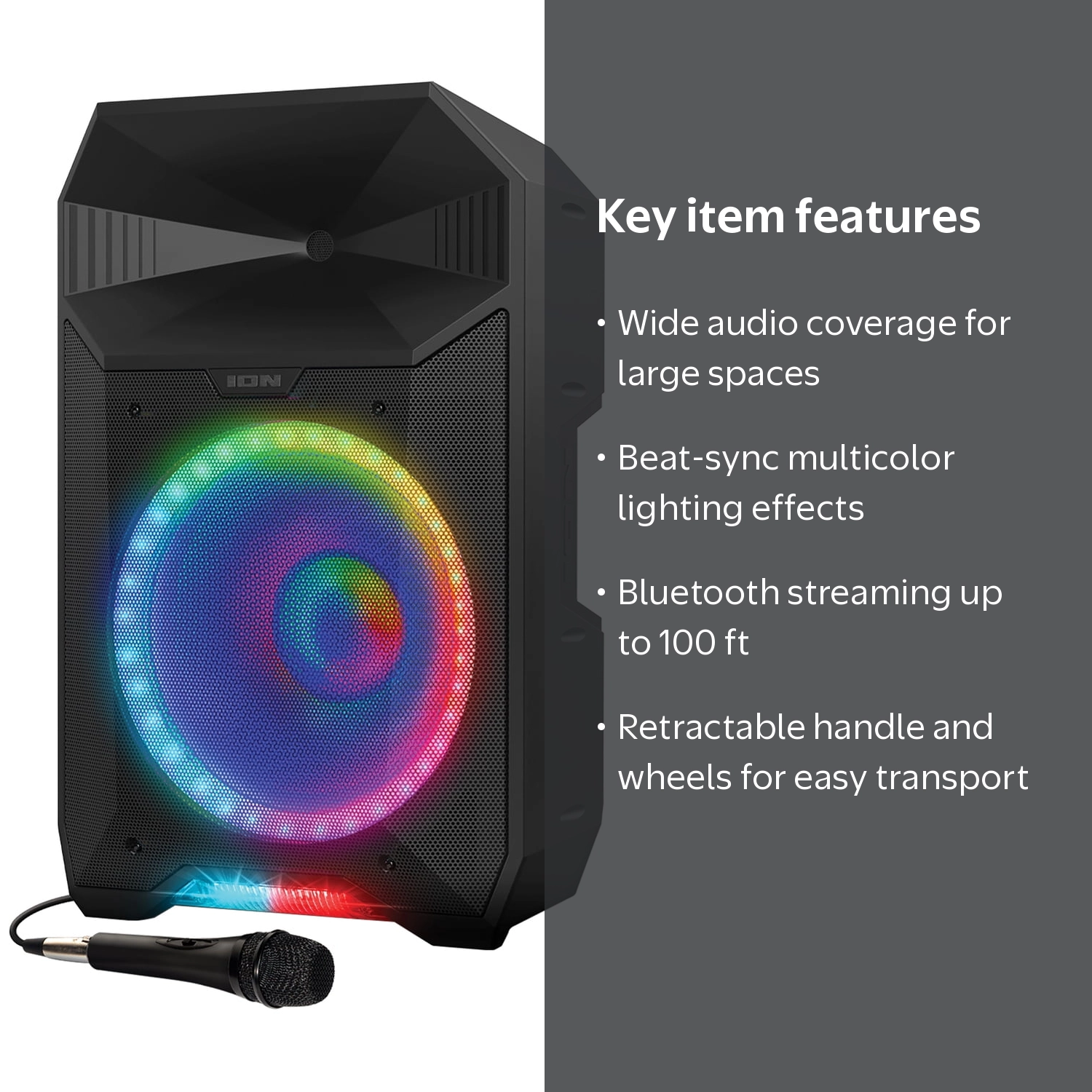 ION アイオン　15P ION Portable Bluetooth PA Speaker 15-In. 500-Watt-Max with PA