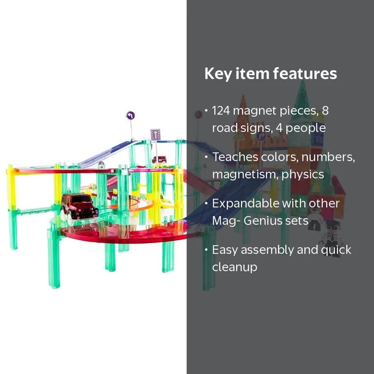 Magnet Blocks Ultimate Magnet Racing Track Set Family Bucket 124