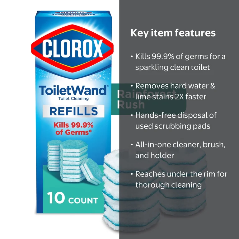 Clorox ToiletWand Disinfecting Brush Refills, 10 ct, Rainforest
