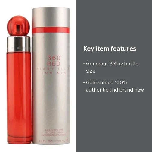 Perry Ellis, 360 Red for Men, 3.4 oz EDT Spray, Oriental Spicy