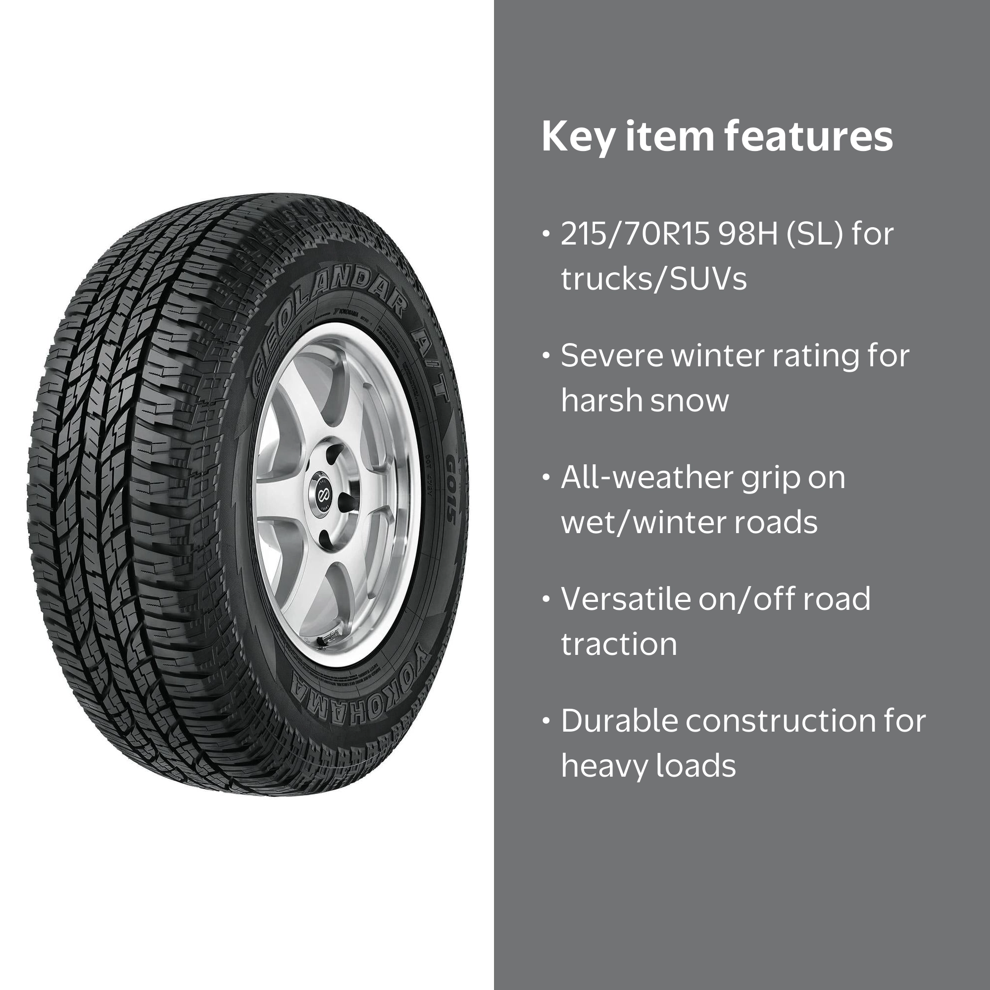 Yokohama Geolandar A/T G015 215/70R15 98H OWL All-Weather Tire for