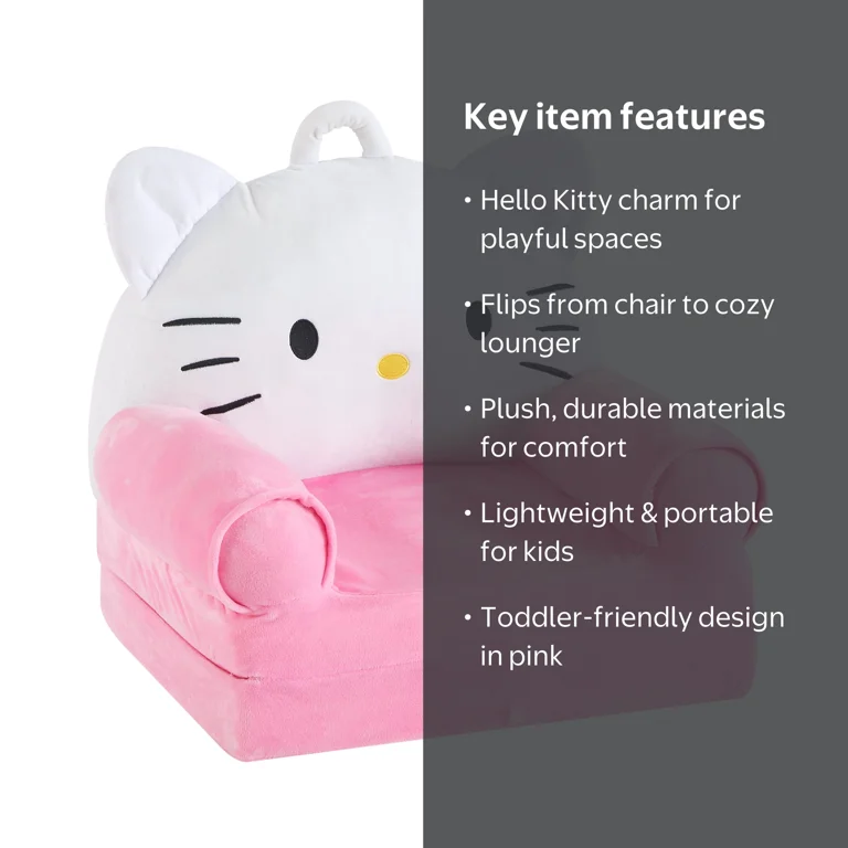 Toddler Hello Kitty Pink & White Polyester 2-in-1 Flip Out Chair