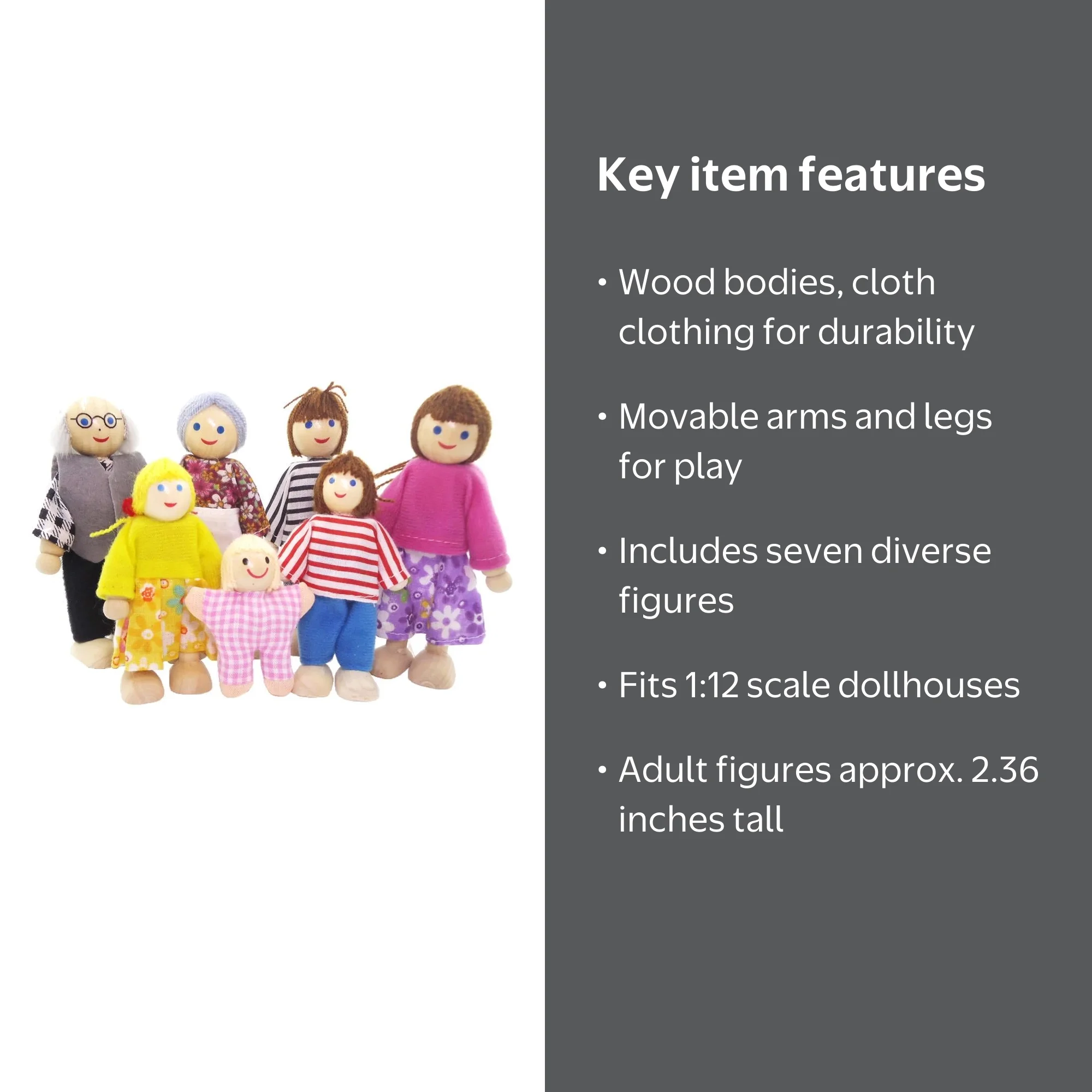 familiar ひな人形 1/12 Scale Dollhouse Miniature People Figures (5pcs set), Wooden