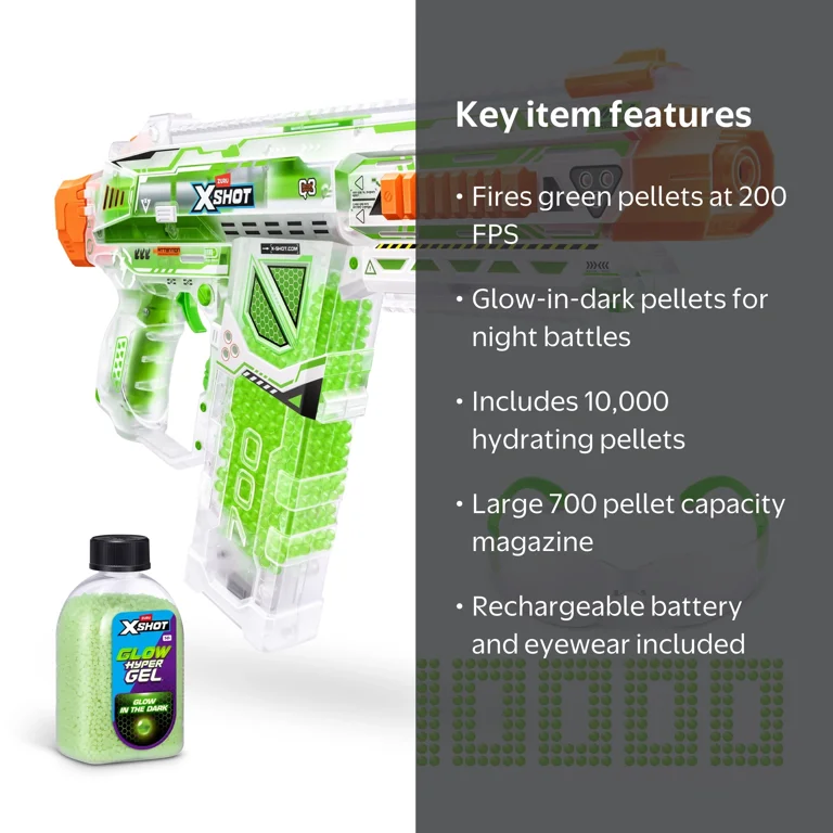 ZURU X-Shot, Hyper Gel Glow Nightmare Blaster, 14+ - Walmart.com