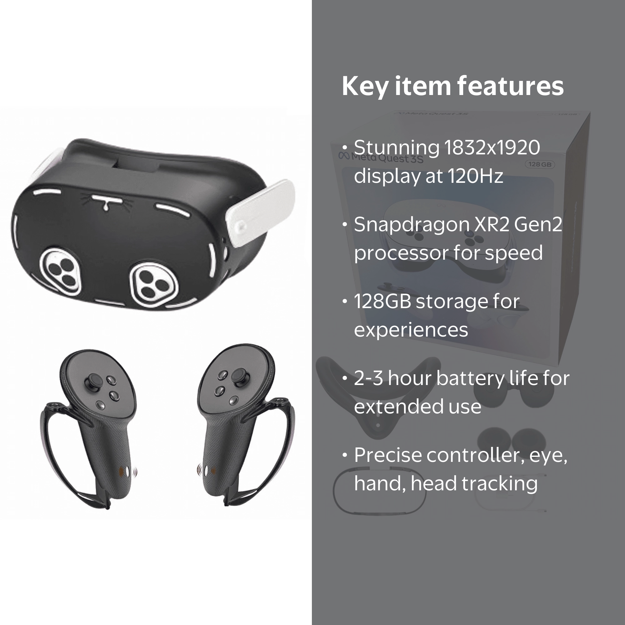 Oculus Quest 3S VR Headset, 128GB, 1832x1920 Display, 120Hz, 3D