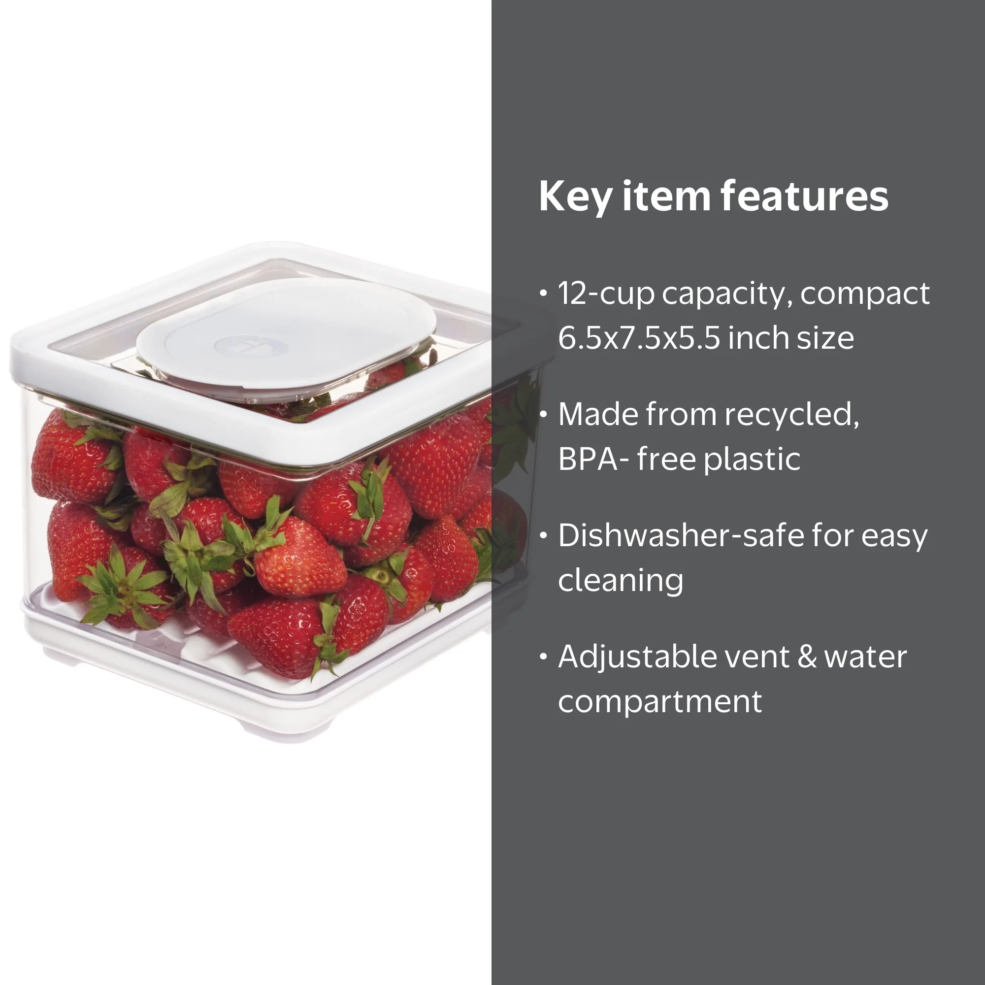 iDesign Plastic Produce Storage Tupperware Bin, 6.5 in x 5.5 in x