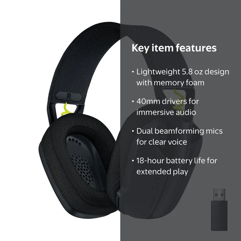 Logitech G, Gaming Wireless Headset, G435, Black, 18h Battery