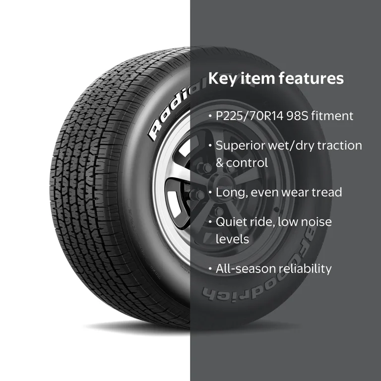 タイヤ・ホイール BFGoodrich Radial T/A BFGoodrich All-Season Radial T/A P225/70R14 98S Tire, Fits 1998