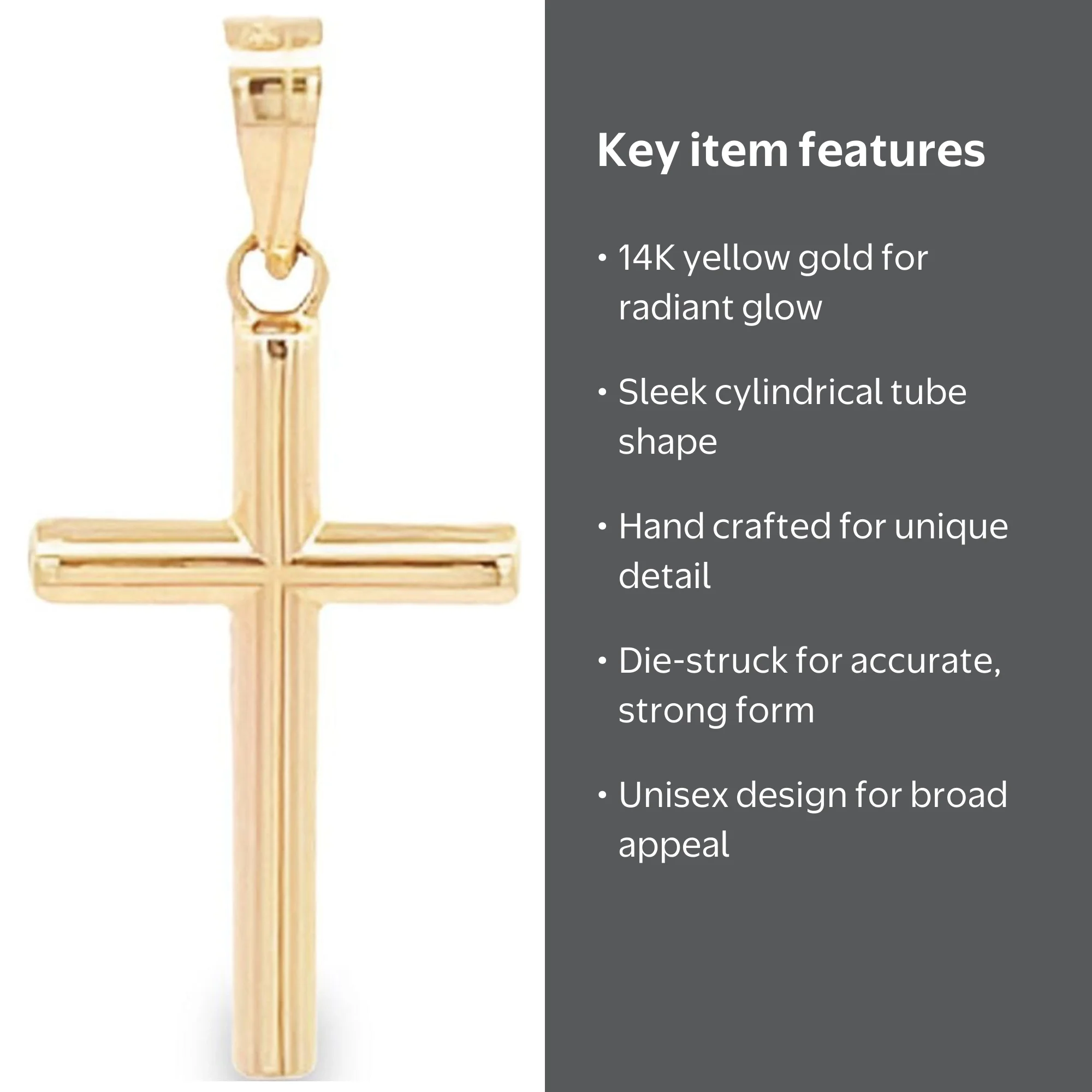 Free Shipping! Brilliance Fine Jewelry 14K Yellow Gold Tube Cross