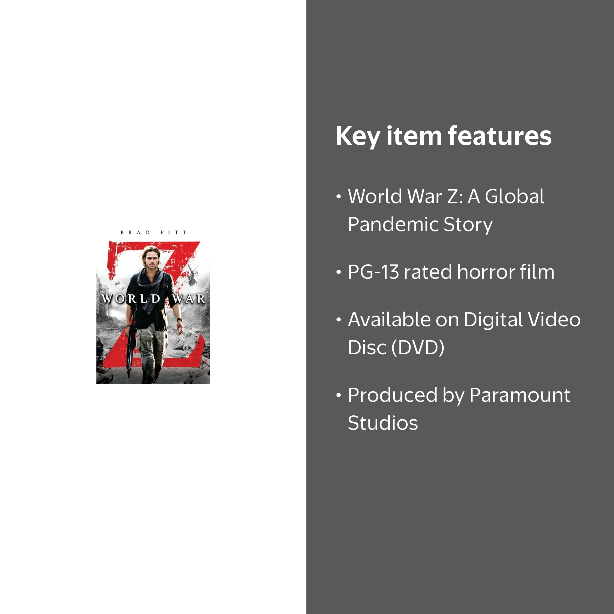 Paramount Home Video, World War Z (DVD), Horror, PG-13 - Walmart.com