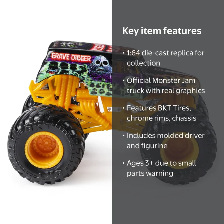 Monster Jam, Official Grave Digger Monster Truck, Die-Cast Vehicle