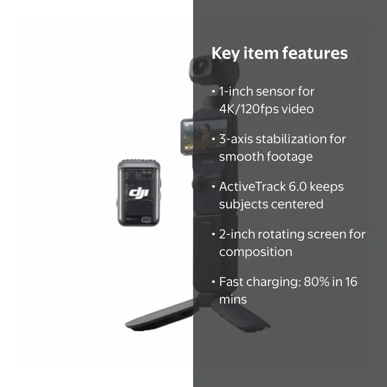 DJI, Osmo Pocket 3 Creator Combo, 4K/120fps Camera with 1'' CMOS