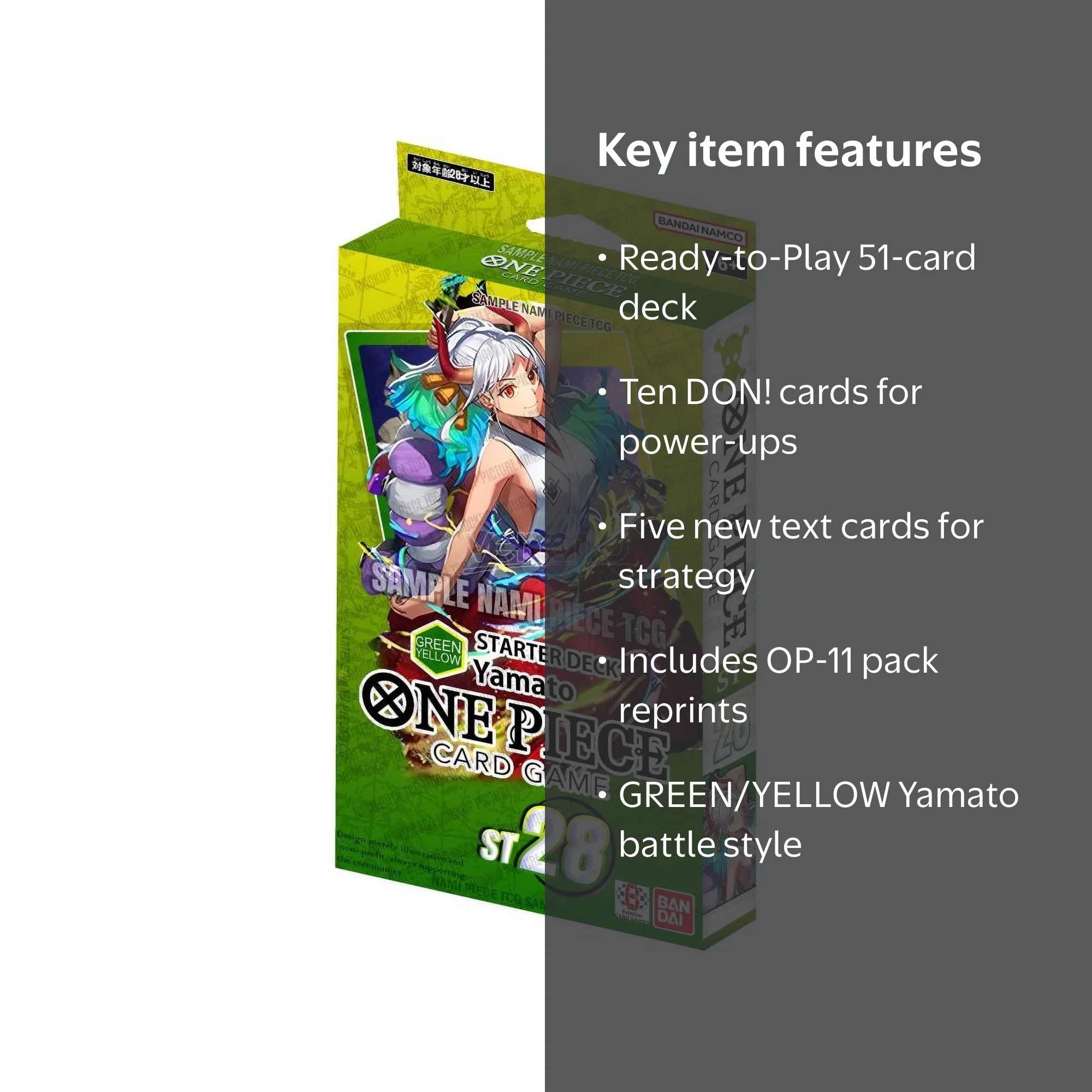 Bandai One Piece Starter Deck 28, GREEN/YELLOW Yamato, includes OP