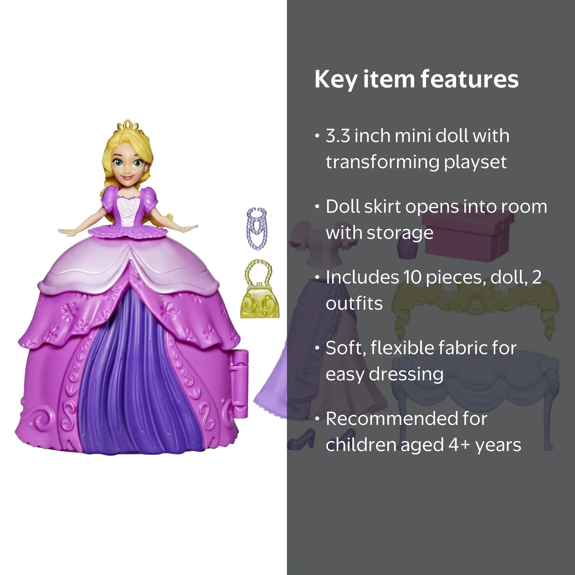 Disney Princess Secret Styles Fashion Surprise Rapunzel, Mini Doll