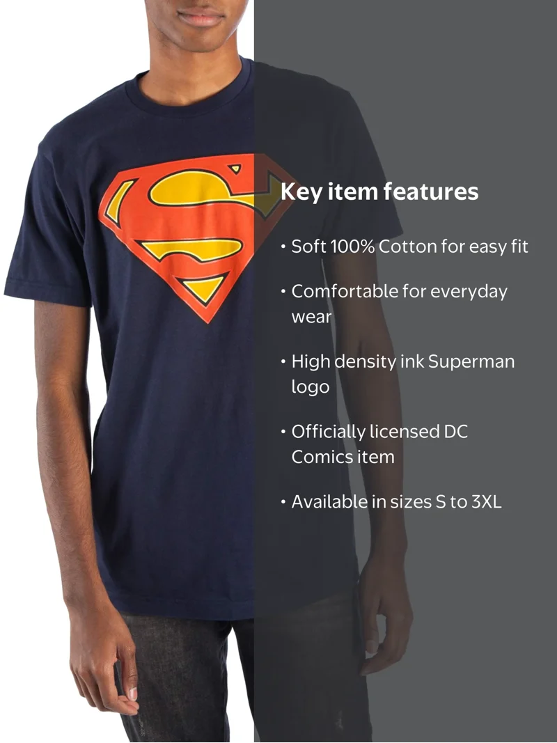 Superman Men's & Big Men's Logo Graphic Tee Shirt, Sizes S-3XL