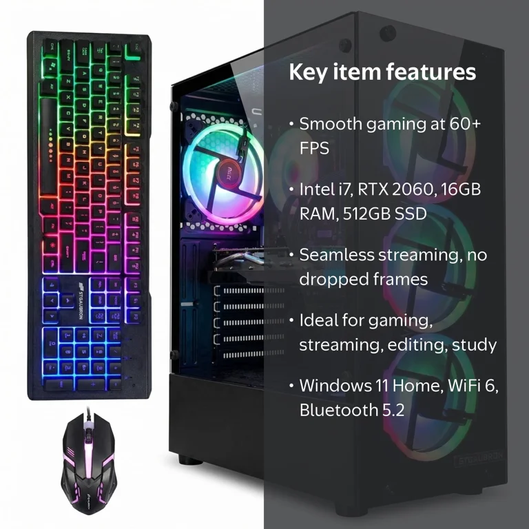 STGAubron Gaming PC, Intel Core I7 up to 3.9G, RTX 2060 6G GDDR5