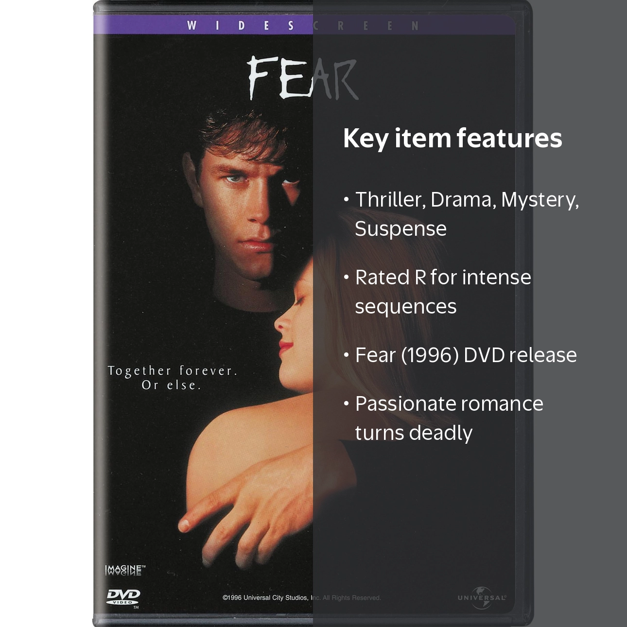 Fear (1996) (DVD), Thriller, Universal, Rated R, Reese Witherspoon
