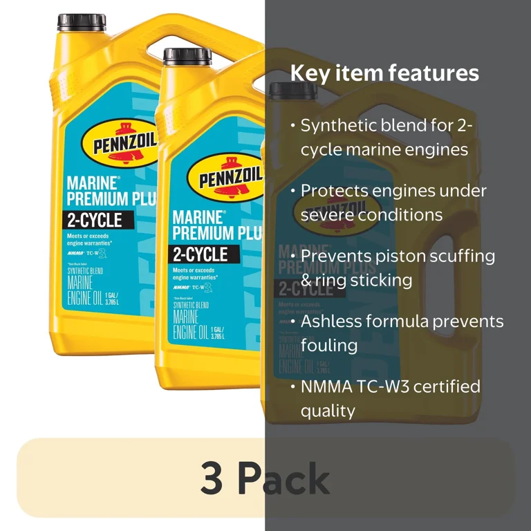 3 pack) Pennzoil Marine Premium Plus 2-Cycle Synthetic Blend
