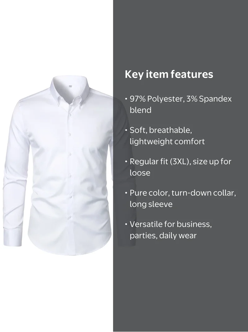 Hood Crew Men's Casual Dress Shirts, Long Sleeve, Button Down