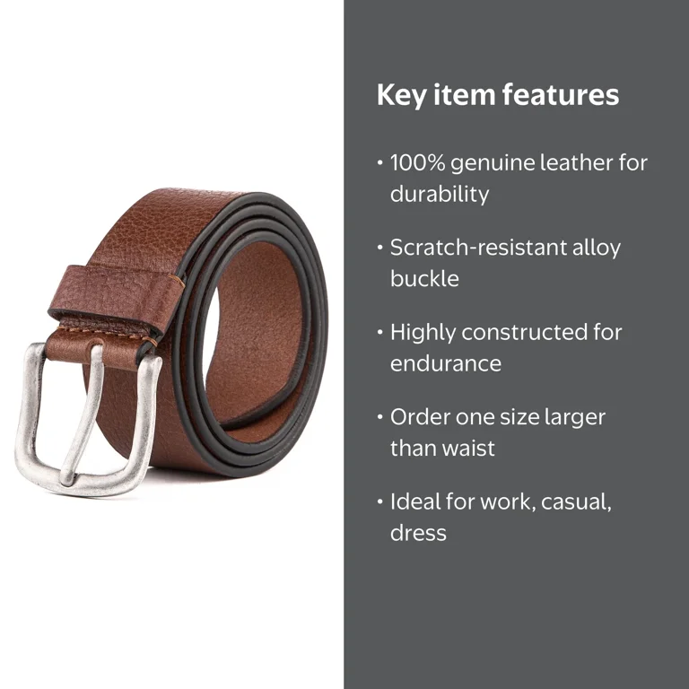 men's brown leather dress belt | Thin 1 inch 34" / 85 cm - Brown colored buckle Imported Made-in-USA Cognac Italian Leather Belt