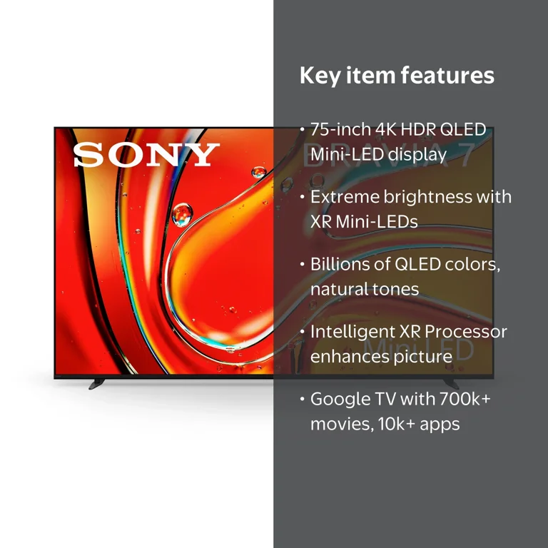 Open Box Sony BRAVIA 7 K75XR70 75 inch 4K HDR Smart QLED Mini-LED