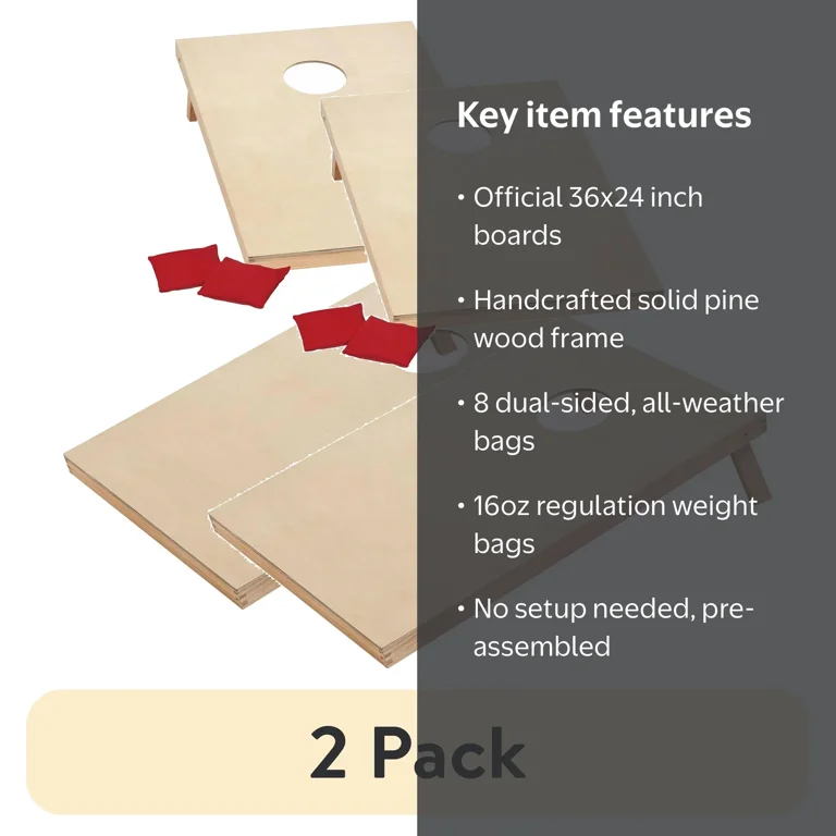 MD Sports 36-inch Wood Cornhole Set - Premium Pine Wood - Bean