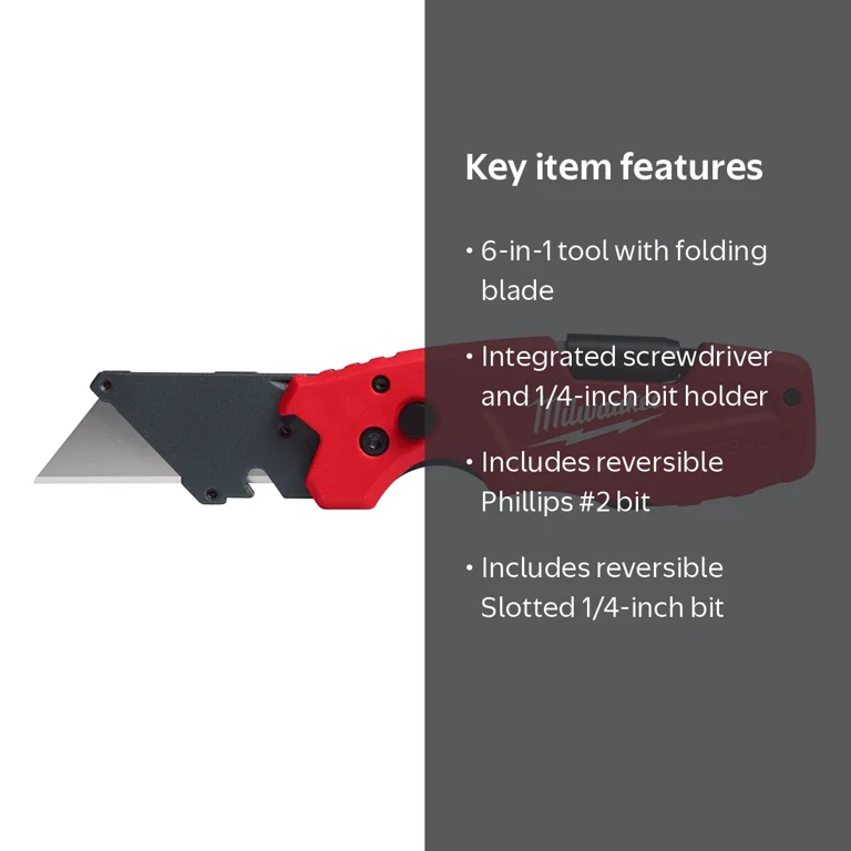 Milwaukee, Utility Knife, FASTBACK 6IN1 Folding, Black - Walmart.com