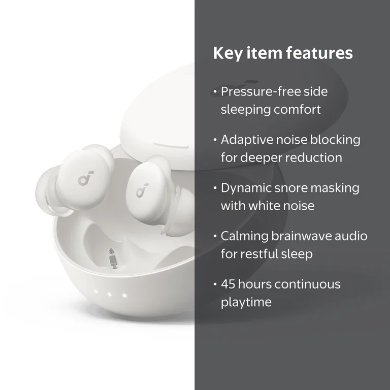 Soundcore, Sleep Earbuds, Smart Active Noise Cancelling, 45H