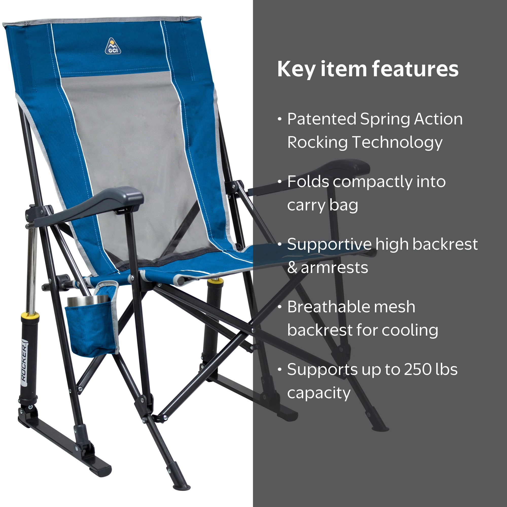 邦楽 Recca CD keep in BLUE GCI Outdoor RoadTrip Rocker Folding Rocking Camping Chair with