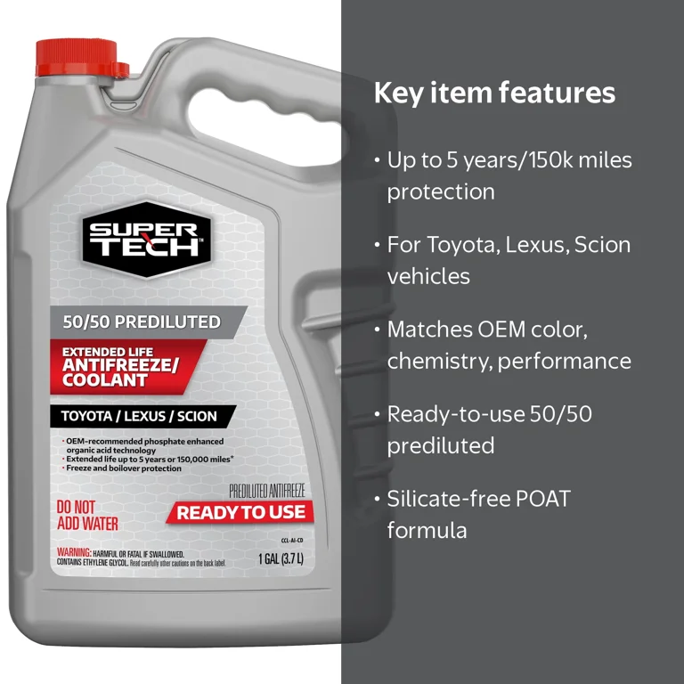 Super Tech 50/50 Prediluted Antifreeze Coolant for Toyota, Lexus