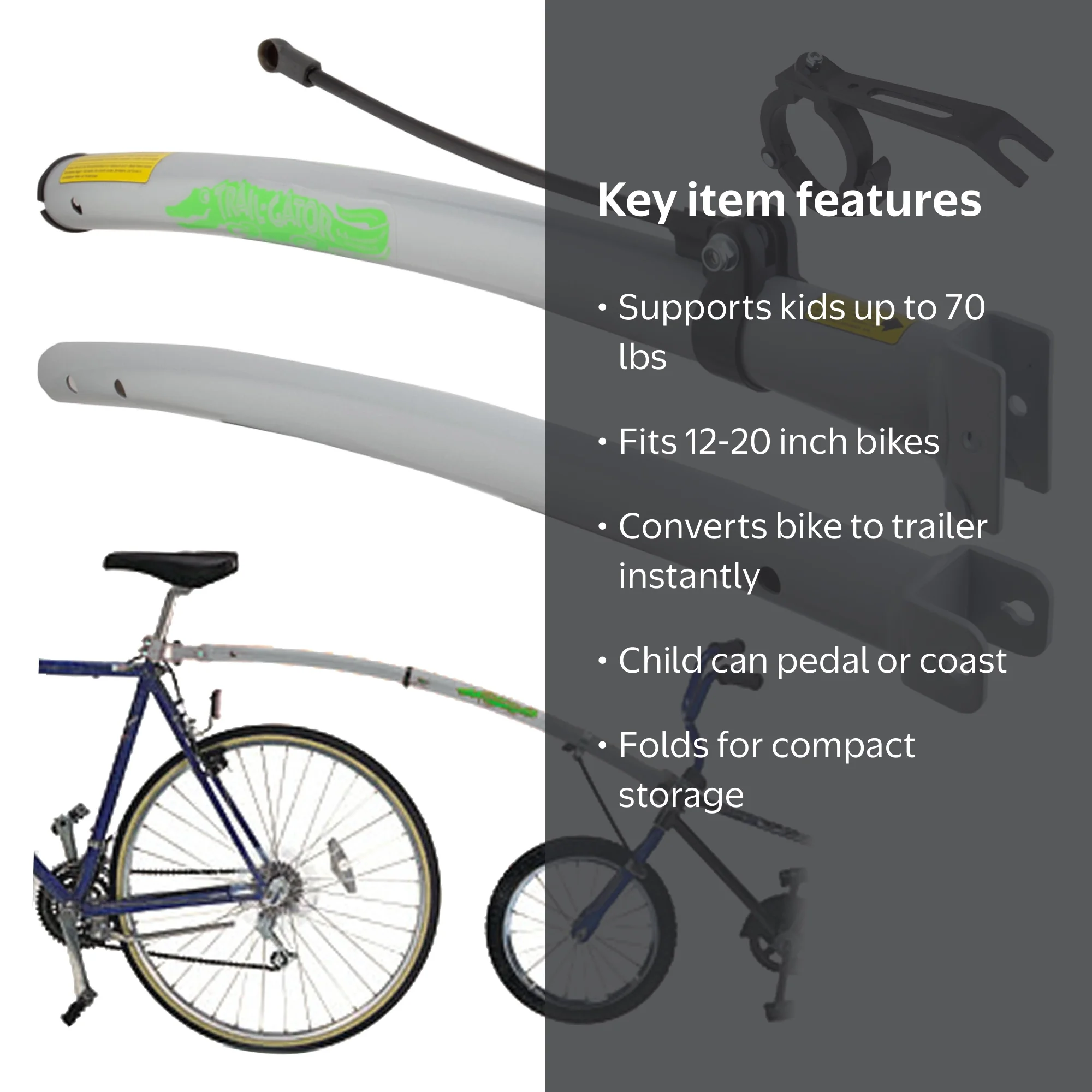 Trail Gator Universal Tow Bar Bicycle Trailer, Collapsible
