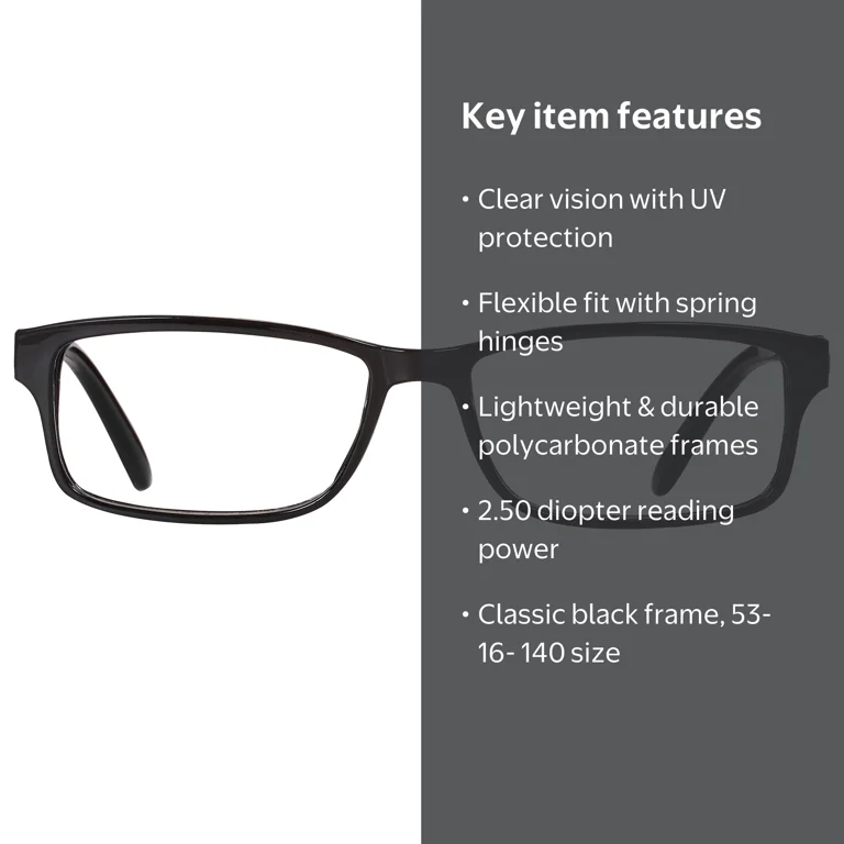 M&M’S ビッグディスプレイ45x33cm M+ Mens Rectangular Plastic Reading Glasses 2.50 Frazier in
