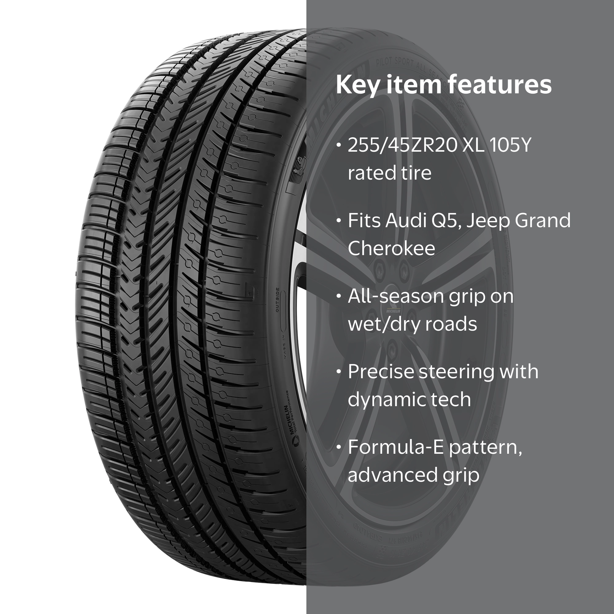 Michelin Pilot Sport All-Season 4 255/45ZR20/XL 105Y Tire Fits