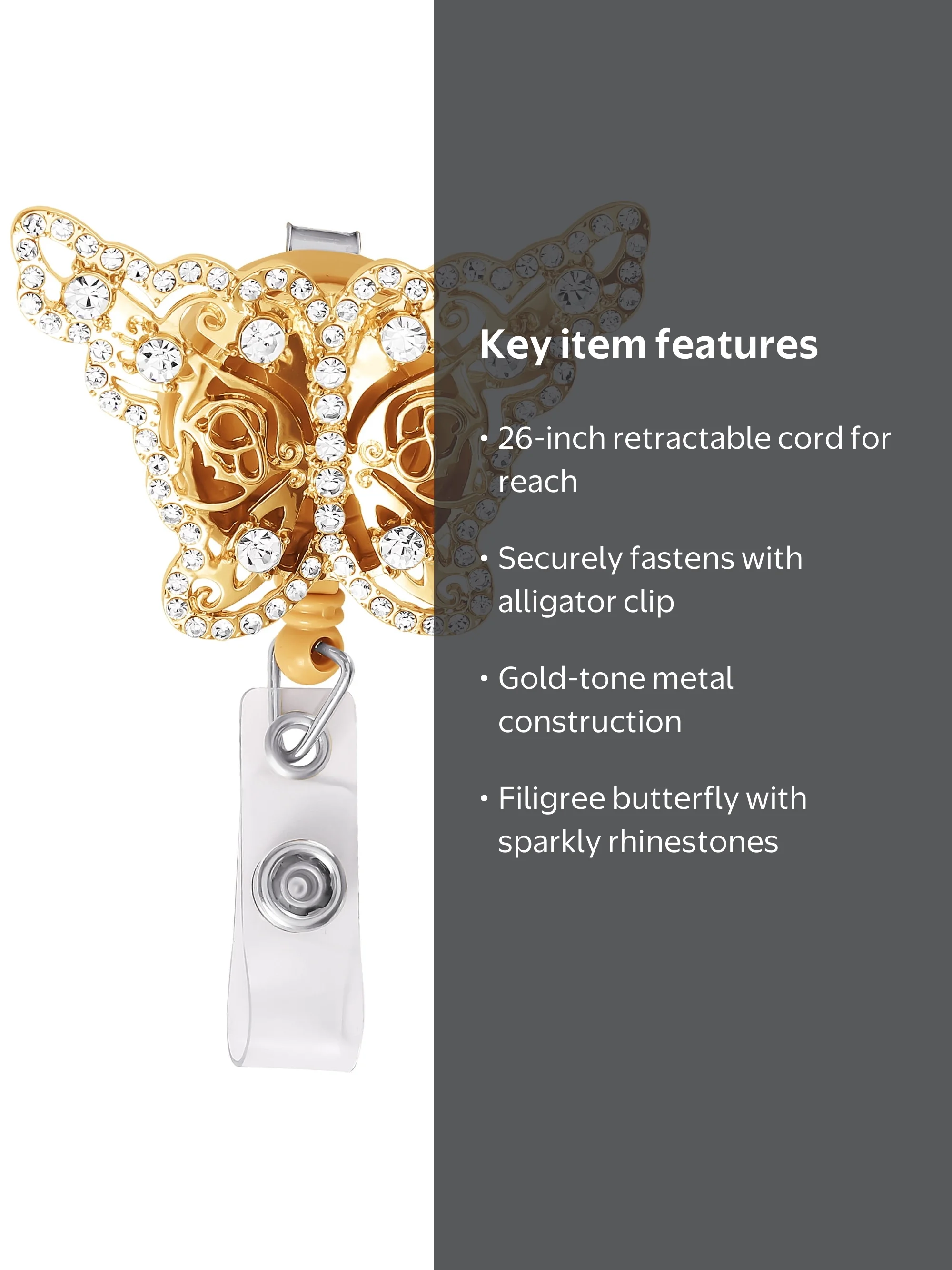 Jessica Simpson Butterfly Badge Reel Retractable ID Holder with
