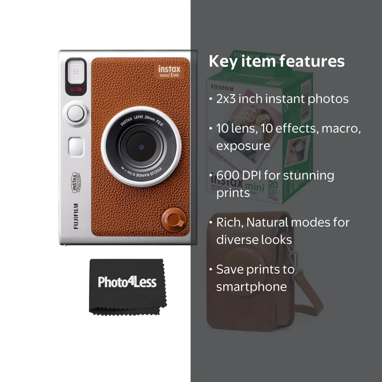 Fujifilm INSTAX Mini EVO Hybrid Instant Camera Kit - Brown with