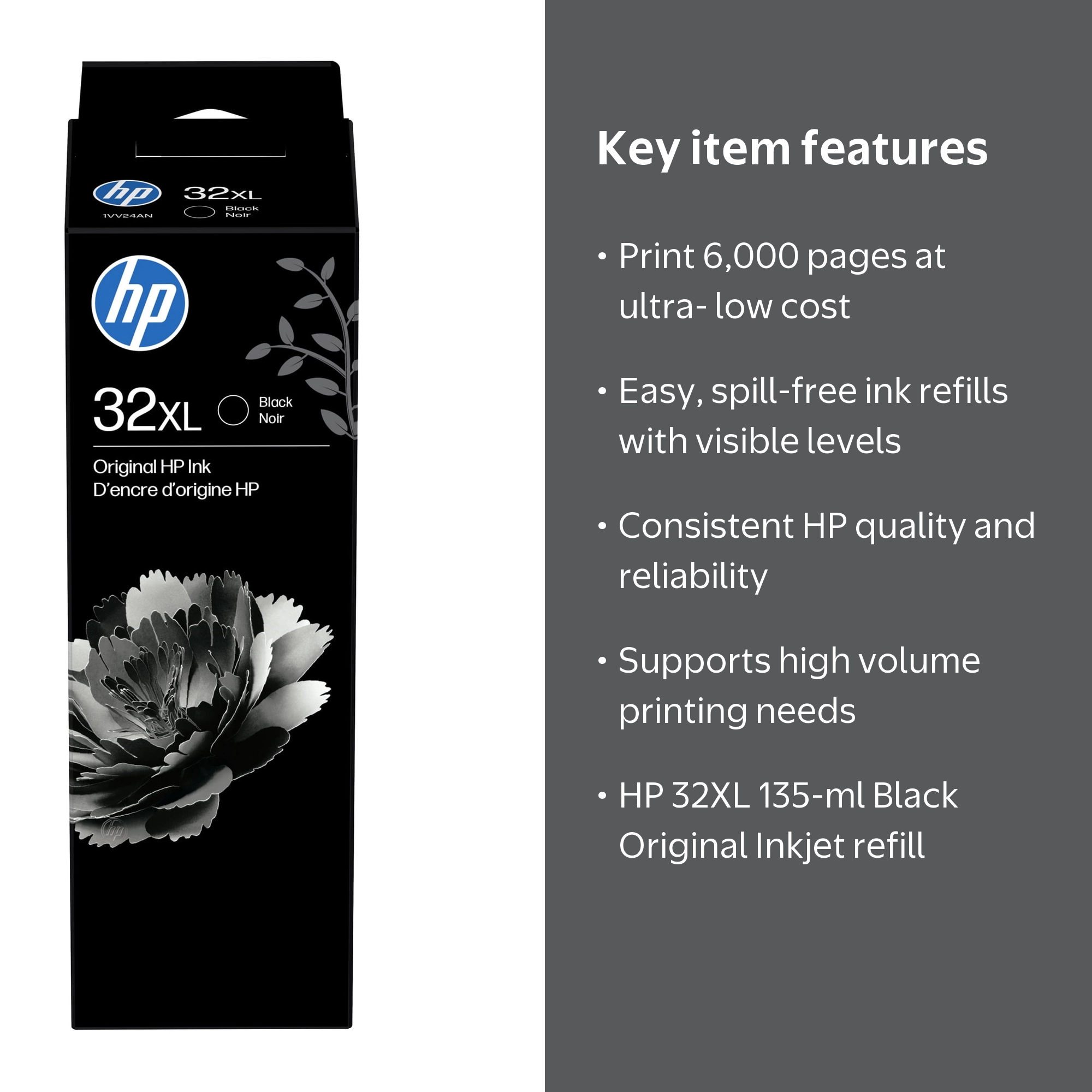 HP, 32XL Ink Bottle, 135ml Black, High Yield for HP Smart Tank