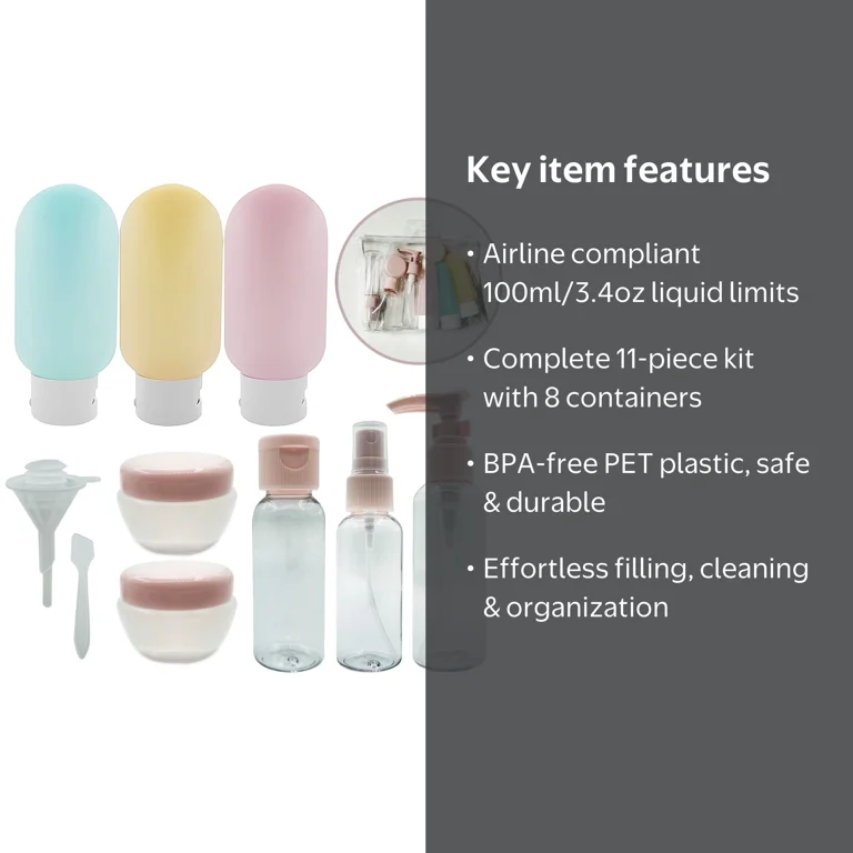 Somnr, Travel Bottles Set, 11-Pack, Leak-Proof Toiletry Containers