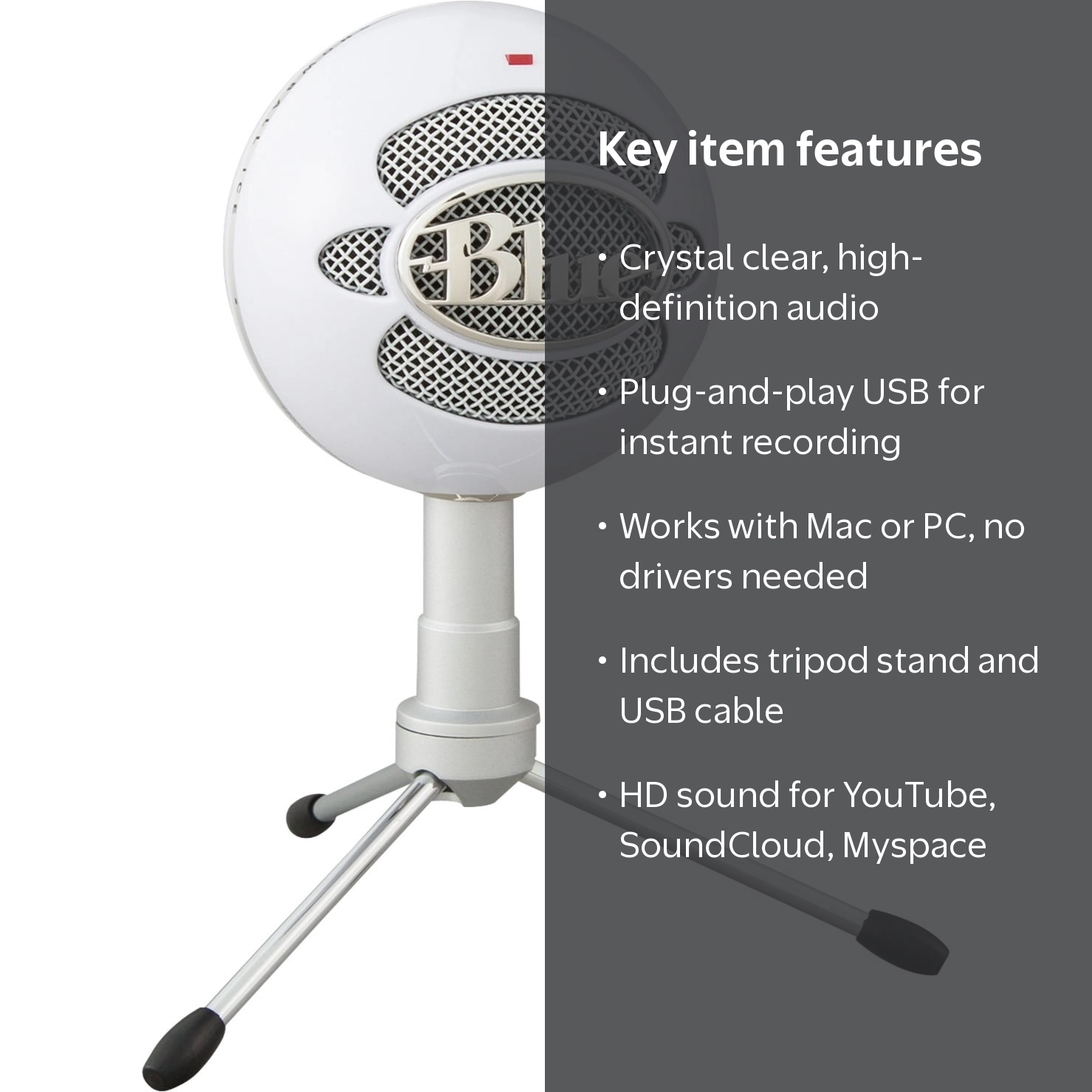 Blue Microphones, Blue Snowball iCE USB Microphone, White