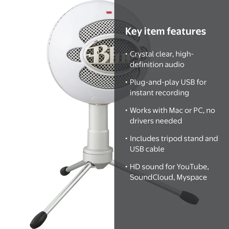 Blue Microphones, Blue Snowball iCE USB Microphone, White