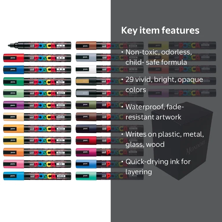 Mitsubishi Posca Paint Marker Pen, 29 Vivid Colors, Water-Based