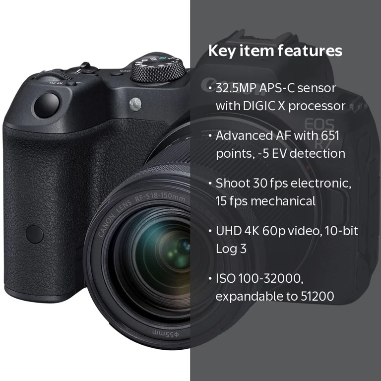 Canon EOS R7 Mirrorless Camera, 32.5MP CMOS Sensor, DIGIC X