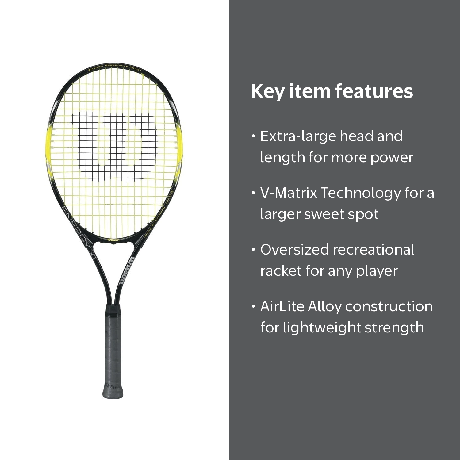 Wilson, Energy XL Tennis Racket, V-Matrix Technology, Oversized