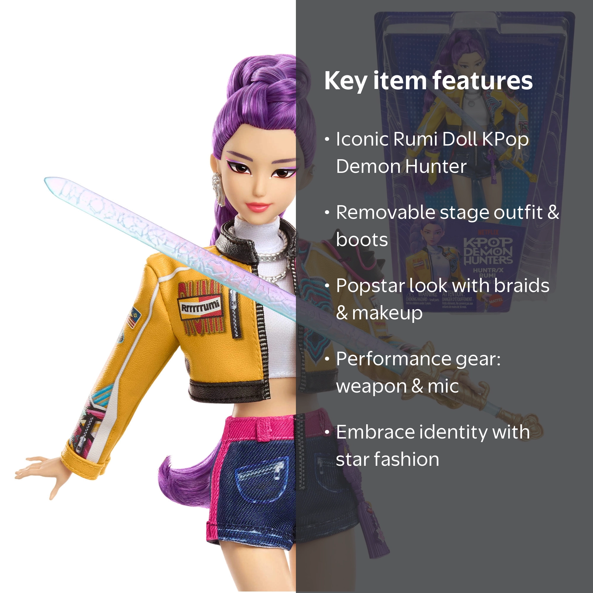 RUMI KPOP DEMON HUNTERS Rumi Fashion Doll, Mini, Purple, Plastic