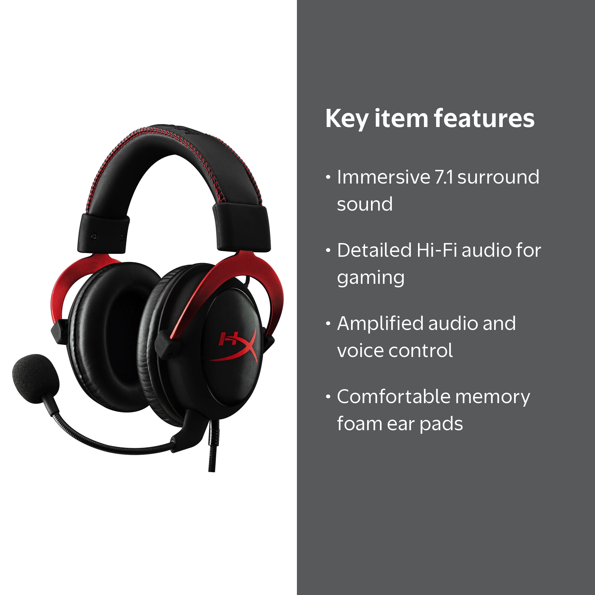 HyperX Gaming Headset with 7.1 Surround Sound and Memory Foam Ear