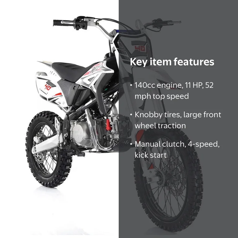 Apollo RFZ 140 Z40 Mid-Size Dirt Bike, 140cc, Manual, Youth/Adults Apollo RFZ 140 Z40 Mid-Size Dirt Bike, 140cc, Manual, Youth/Adults
