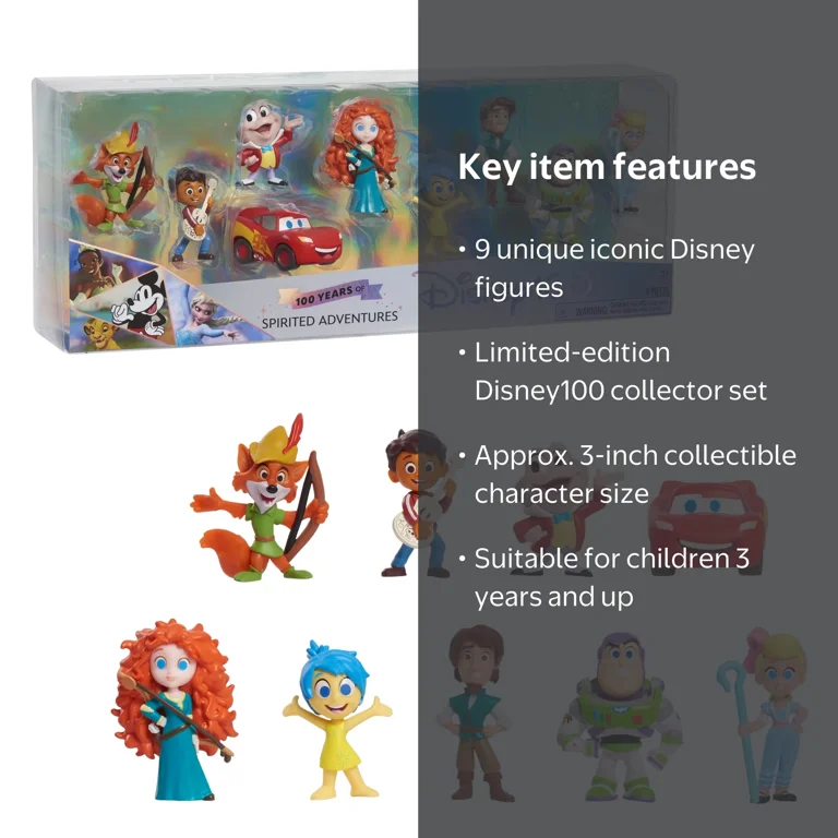 Disney, Kids Toys, 9-piece Figure Pack, 3-inch Collectible